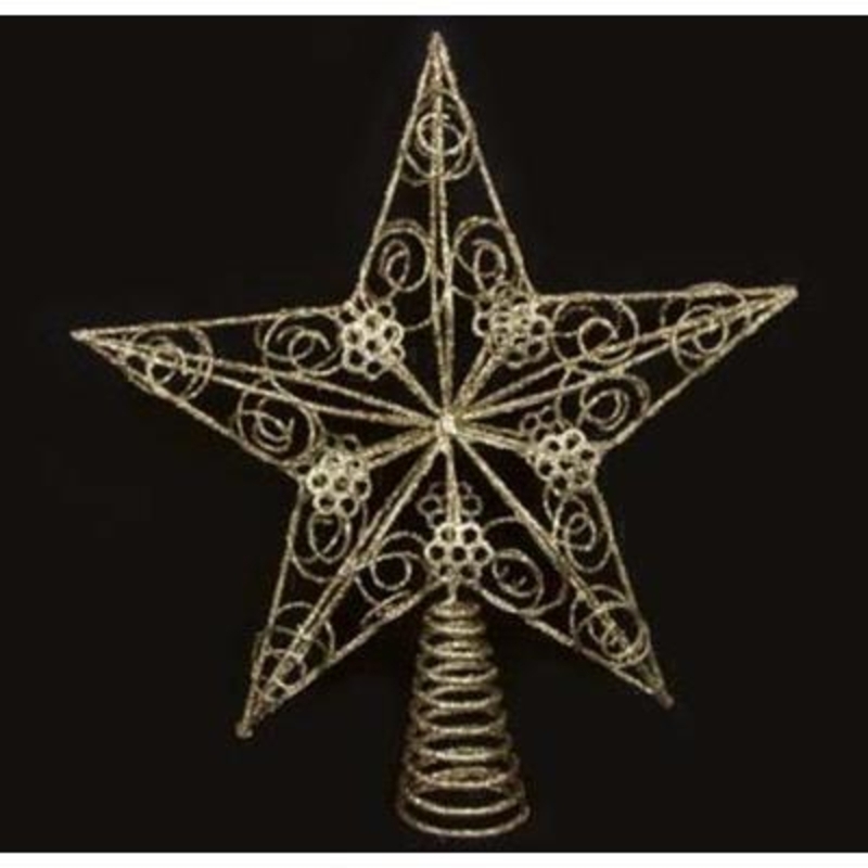 Add a touch of sparkle to the top of your tree. This ornate glittered gold star is sure to make a statement on your tree year after year. Approx size (LxWxD) 28x26x5cm